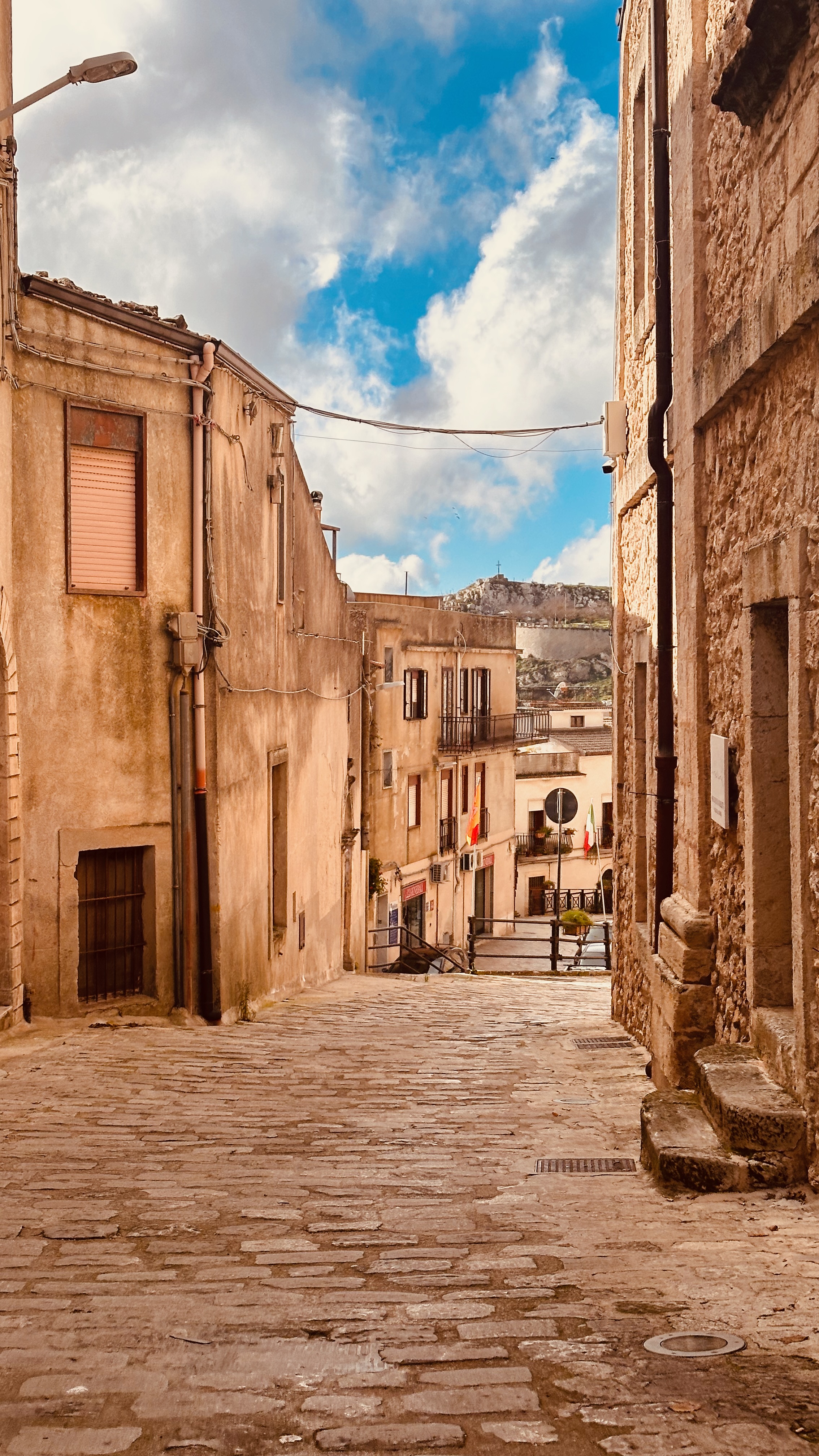 Cobblestone street in Sicily